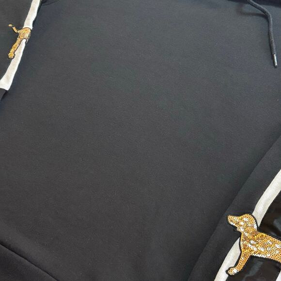 Victoria’s Secret PINK Gold Sequin Bling Pup Dog Pullover Hooded Sweatshirt - SM - Picture 7 of 11